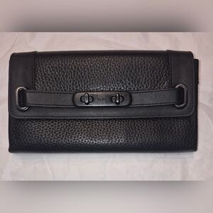Coach Swagger Clutch Wallet with Double Turn-Lock Closure